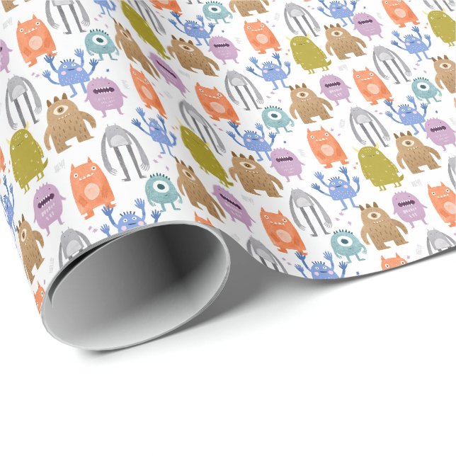 Kleine Monster Kinderkinderzimmer Geschenkpapier (Rolleneckpunkt)