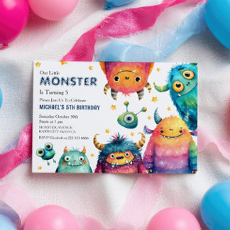 Kleine Monster Mash Cartoon Kindergeburtsparty Einladung