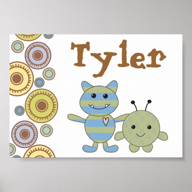 Kleine Monster Personalisiert Name Foto Poster (Vorne)