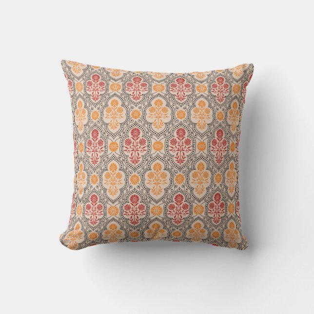 KLEINE MUGHAL BLUME PATTERN-DESIGN HINTERGRUNDKUNS KISSEN (Vorderseite)