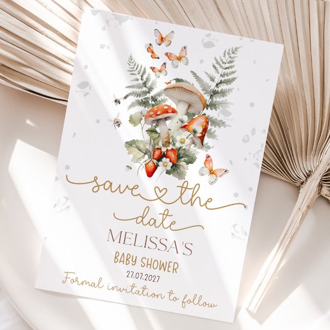 Kleine Mushroom Baby Shower Wald Baby Dusche Save The Date (fall baby shower, woodland baby shower, rustic baby shower, little mushroom baby shower, gender neut)