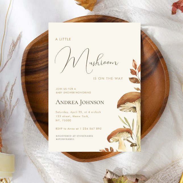 Kleine Mushroom Forest Woodland Boy Babydusche Einladung (Von Creator hochgeladen)