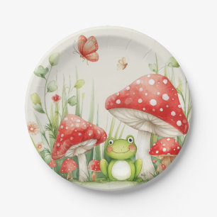 Kleine Mushroom-Toadstool und FroschBaby-Dusche Pappteller