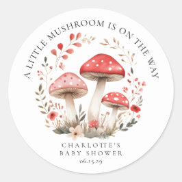 Kleine Mushroom-Wildblumen Kinderdusche rund Runder Aufkleber