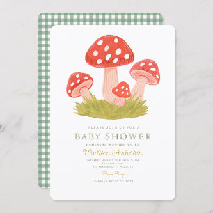 Kleine Mushroom Woodland Babydusche Einladung