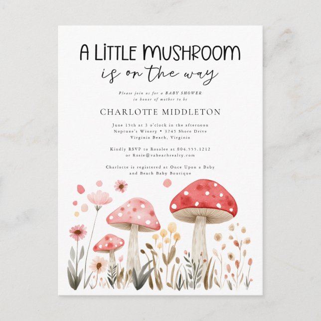 Kleine Mushrooms Wildblume Kinderdusche Postkarte (Vorderseite)
