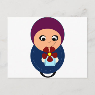 Kleine Muslimfrau lila Hijab Hijabi Cartoon Postkarte