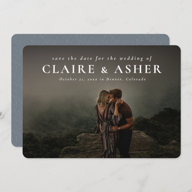 Kleine Namen - Klassische Fotokarte Save the Date (Vorne/Hinten)