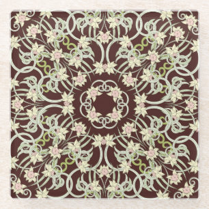 Kleine Narzisse, Jugendstil-Quadrat. Glasuntersetzer