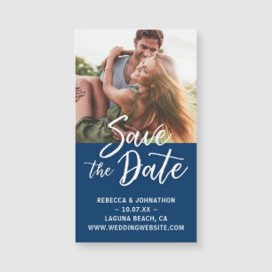 Kleine Navy Blue Save the Date Einladungsmagnete Magnetkarte