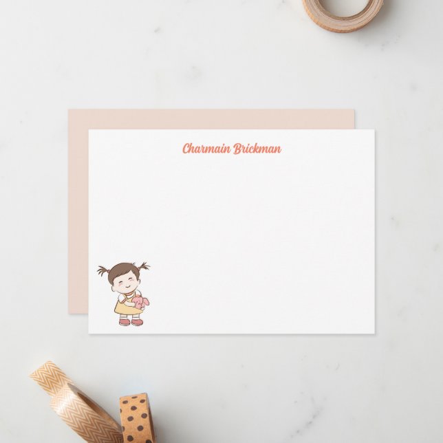 Kleine Niedliche Baby Girl Mitteilungskarte (Vorderseite/Rückseite Beispiel)
