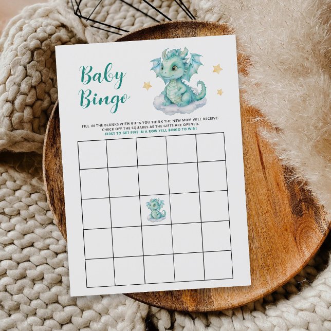 Kleine Niedliche Dragon Baby Shower Bingo Game Car Begleitkarte (Von Creator hochgeladen)