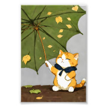 Kleine Niedliche Katze Genießen Sie den Herbst