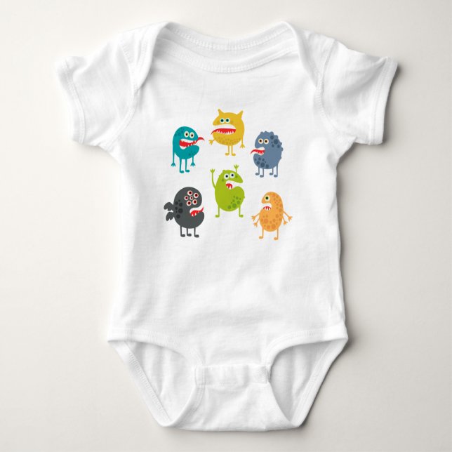 Kleine niedliche lustige Monster Baby Strampler (Vorderseite)