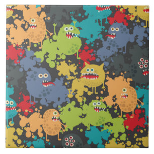 Kleine niedliche lustige Monster Fliese