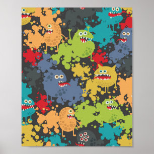 Kleine niedliche lustige Monster Poster