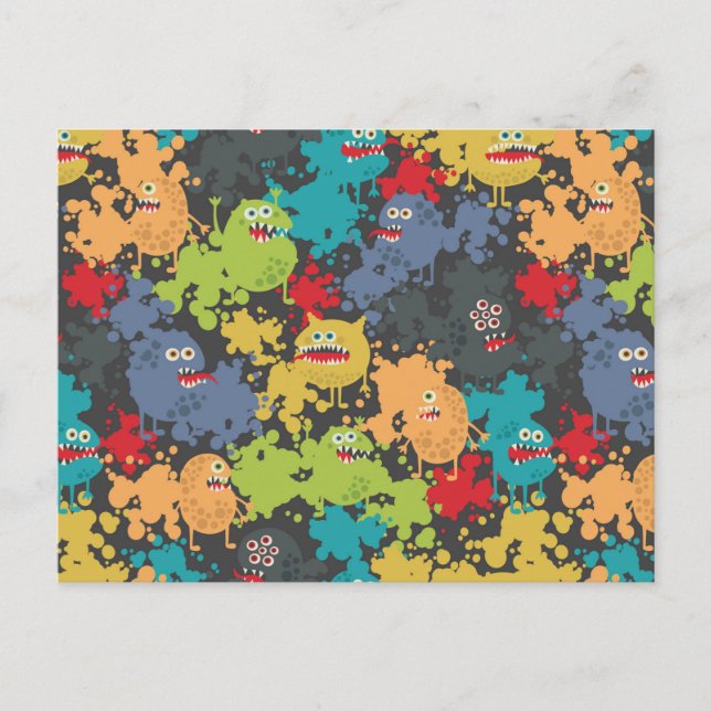 Kleine niedliche lustige Monster Postkarte (Vorderseite)