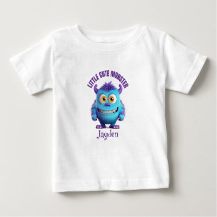 Kleine Niedliche Monster Lila Horns Personalisiert Baby T-shirt