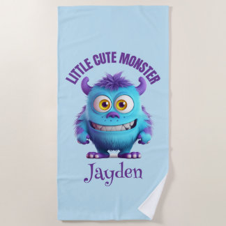 Kleine Niedliche Monster Lila Horns Personalisiert Strandtuch