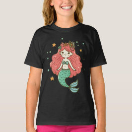 Kleine Niedliche Unterwasserfarbe Meerjungfrau T-Shirt