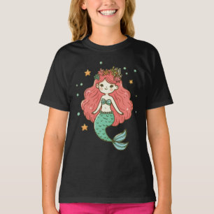 Kleine Niedliche Unterwasserfarbe Meerjungfrau T-Shirt