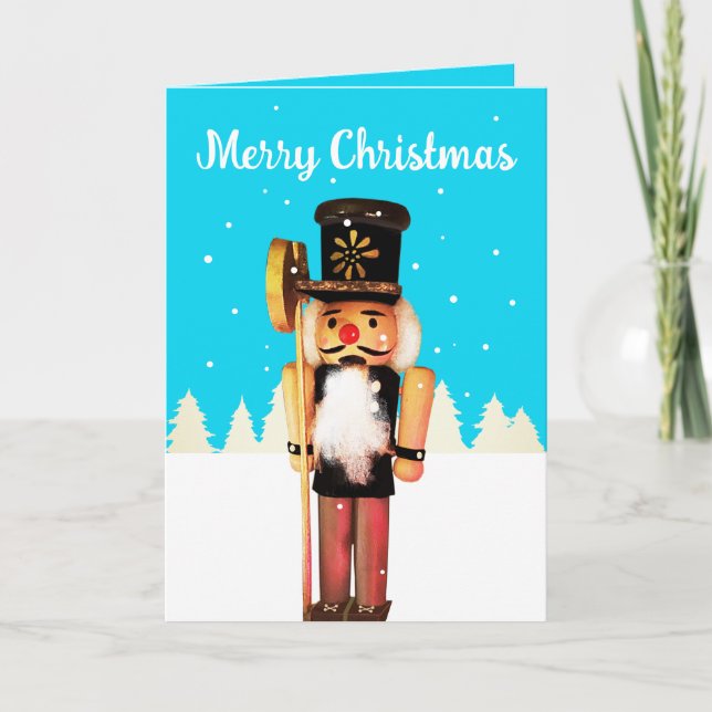 Kleine Nussknacker Frohe Weihnachten Grußkarte Dankeskarte (Vorderseite)