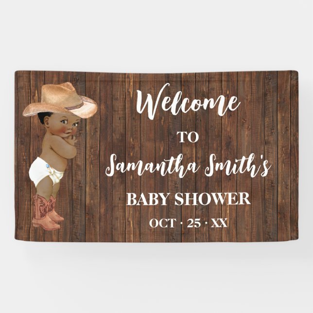 Kleine OM Baby Cowboy Western Begrüßungsdusche Banner (Horizontal)