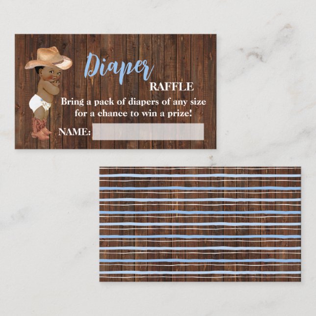 Kleine OM Cowboy Diaper Raffle Ticket Baby Dusche (Vorne/Hinten)
