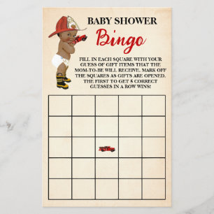 Kleine OM Firefighter Baby Shower Bingo Game Card Flyer