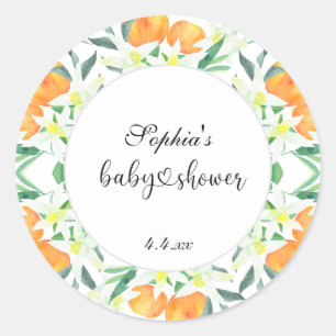 Kleine orange Babyparty Runder Aufkleber