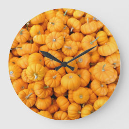 Kleine Orange Fall Harvest Pumpkins Große Wanduhr