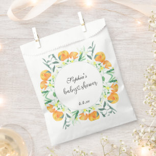 Kleine orangefarbene Babydusche Geschenktütchen