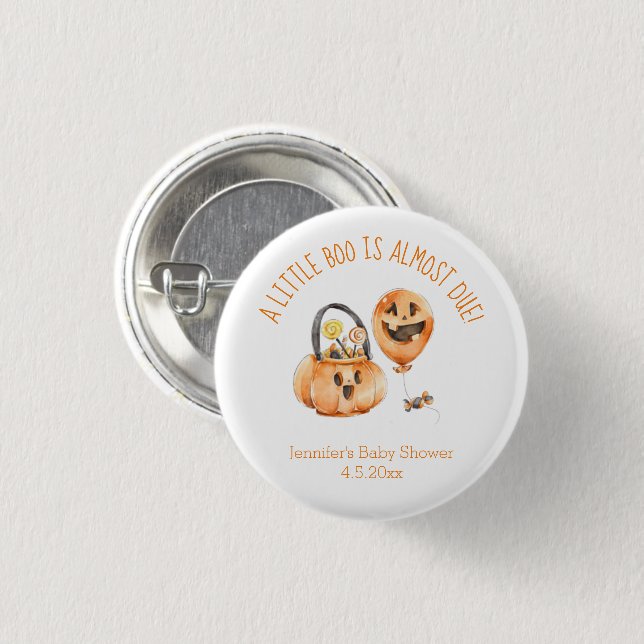 kleine, orangefarbene niedliche Babydusche Button (Vorne & Hinten)