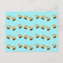 Kleine orangefarbene Züge auf blau