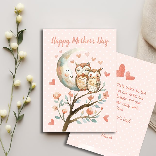 Kleine Owlet mit Mama Liebe Happy Mütter Day Card Einladung (Von Creator hochgeladen)