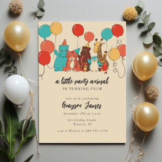 Kleine Party-Tier Bär, Giraffe, Tiger Geburtstag Einladung