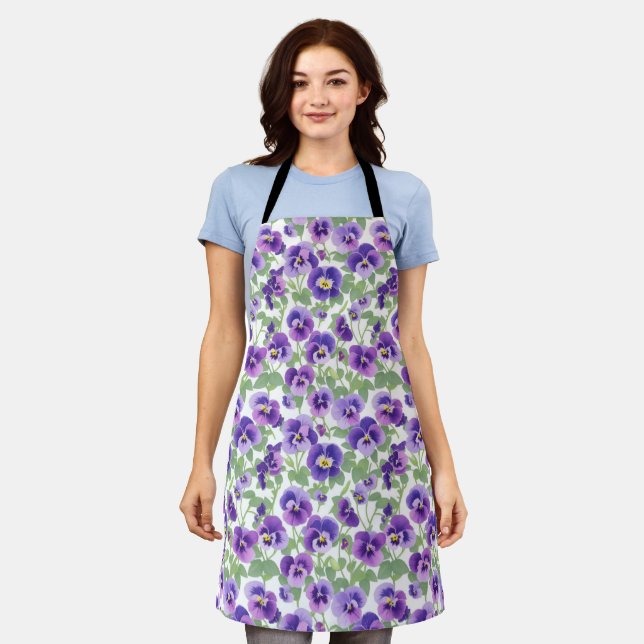 Kleine Pastell Lila Stiefmütterchen Schürze (Getragen)