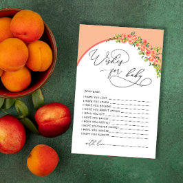 Kleine Peach Baby Dusche Wünsche für Babykarte