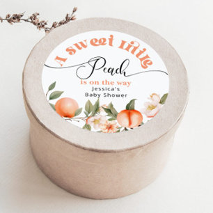 Kleine Peach kommt bald Baby Shower Runder Aufkleber