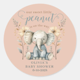 Kleine Peanut Elephant Babydusche Runder Aufkleber