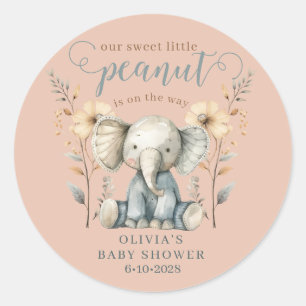 Kleine Peanut Elephant Babydusche Runder Aufkleber
