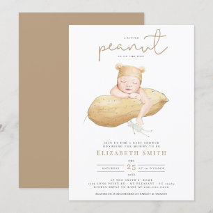 kleine Peanut-Gender-Neutral-Wasserfarben-Babyschu Einladung