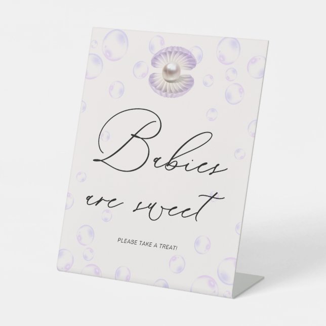 Kleine Pearl Babies sind eine süße Babydusche Sockelschild (Vorderseite)