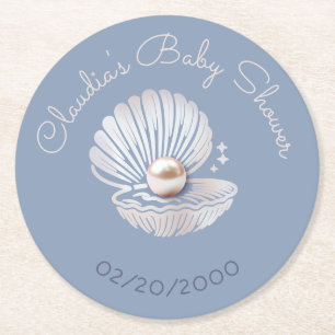 Kleine Pearl Baby Dusche Runder Pappuntersetzer