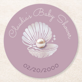 Kleine Pearl Baby Dusche Runder Pappuntersetzer