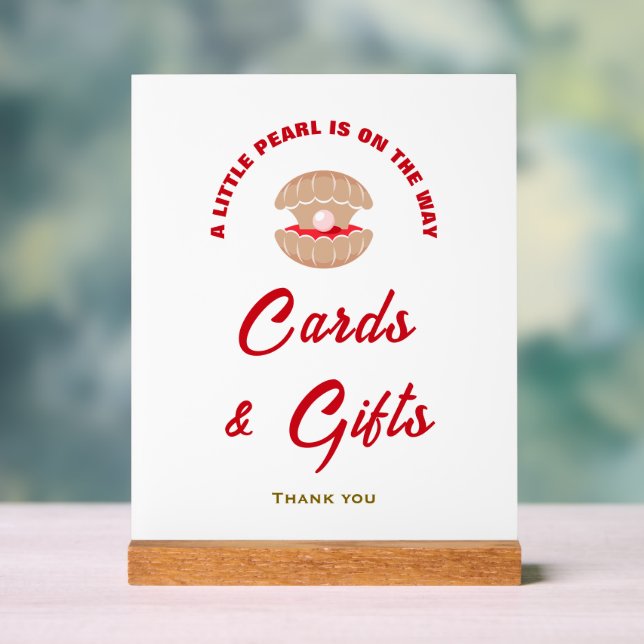 Kleine Pearl Girl Baby Duschkarten & Geschenke Unt Acrylschild (Neutral)