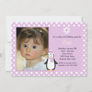 Kleine Penguin-Rosa-Foto-Einladung Einladung
