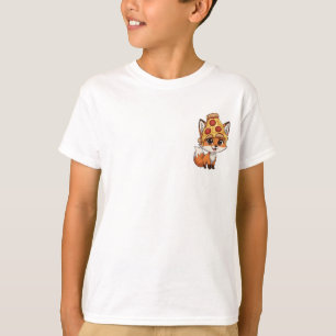 Kleine Pepperoni-Pizza-Fuchs-Chibi-Tier für Kinder T-Shirt