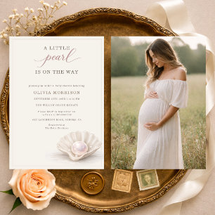 Kleine Perle auf dem Weg Foto Baby Shower Einladung