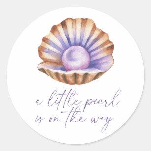Kleine Perle unter dem Meer Baby Shower Runder Aufkleber
